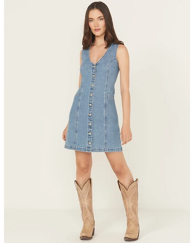 Levi's Women's Light Wash Vianna Sleeveless Button-Down Denim Dress