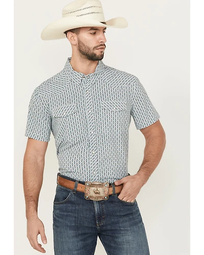 Panhandle Men's Geo Print Short Sleeve Snap Performance Western Shirt
