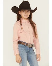 Shyanne Girls' Solid Rhinestone Fringe Long Sleeve Pearl Snap Stretch Western Shirt