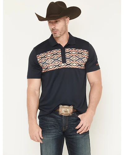 RANK 45® Men's Southwestern Print Border Short Sleeve Button-Down Polo