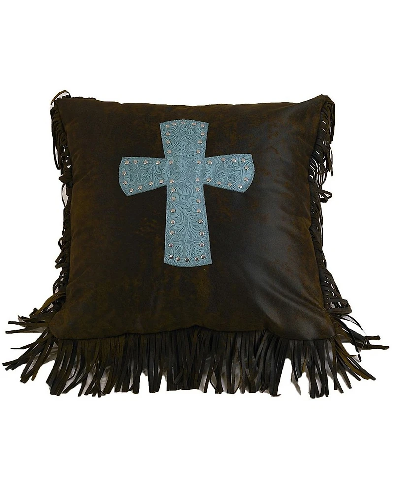 HiEnd Accents Cheyenne Turquoise Cross Pillow