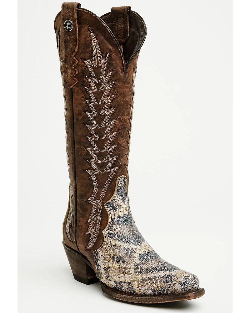 Tanner Mark Women's Snake Print Tall Western Boots - Snip Toe