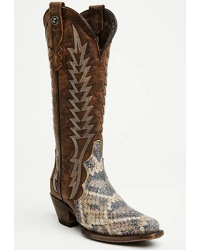 Tanner Mark Women's Snake Print Tall Western Boots - Snip Toe
