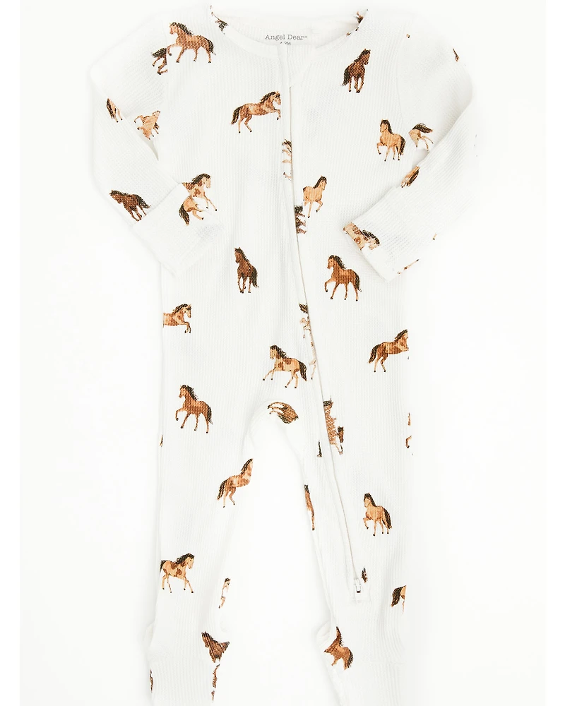 Angel Dear Infant Boys' Mini Horse Print Long Sleeve Snap Footie Onesie