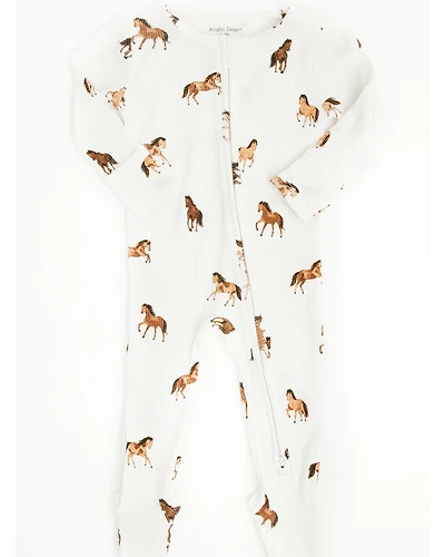 Angel Dear Infant Boys' Mini Horse Print Long Sleeve Snap Footie Onesie