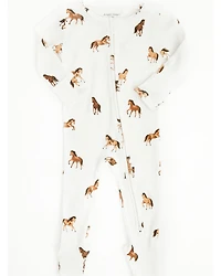Angel Dear Infant Boys' Mini Horse Print Long Sleeve Snap Footie Onesie