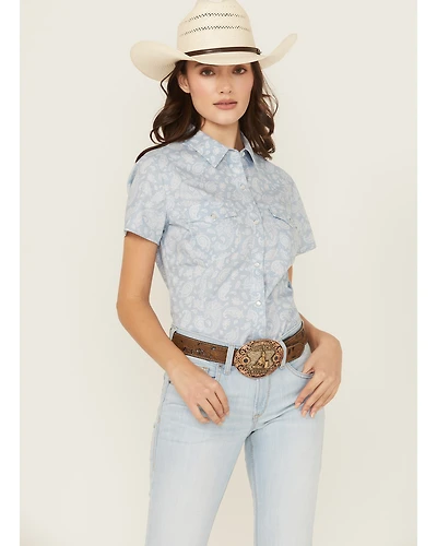 Wrangler Retro Women's Boot Barn Exclusive Paisley Print Short Sleeve Pearl Snap Western Shirt