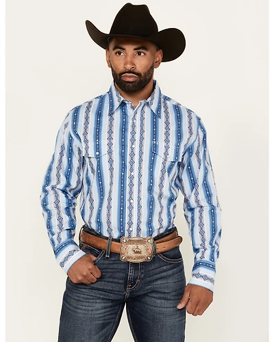 Wrangler Men's Checotah Southwestern Print Long Sleeve Snap Western Shirt
