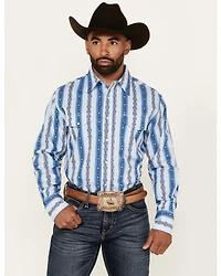 Wrangler Men's Checotah Southwestern Print Long Sleeve Snap Western Shirt