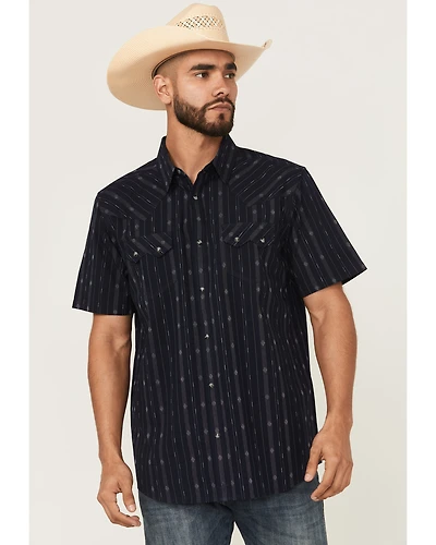 Moonshine Spirit Men's Star Power Striped Short Sleeve Snap Western Shirt