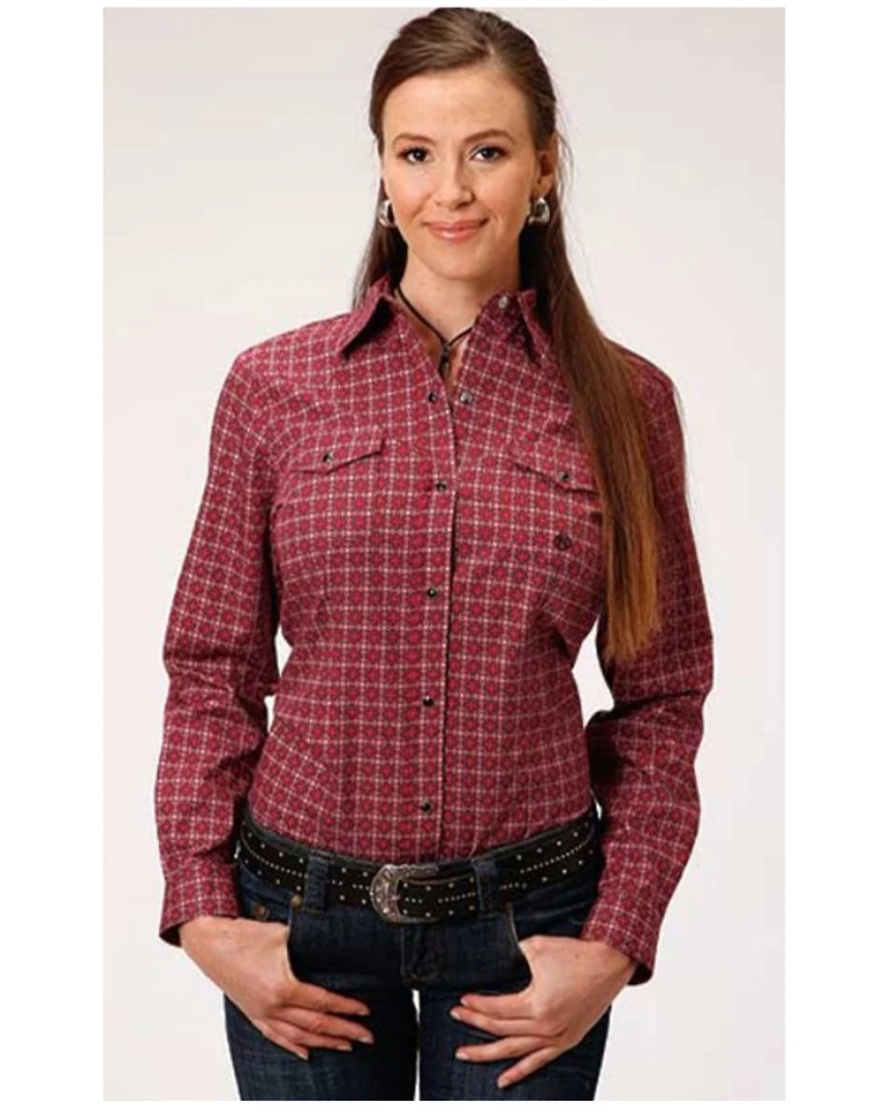 Roper Women's Red Geo Long Sleeve Western Shirt