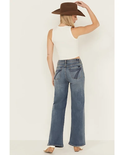 7 For All Mankind Women's Medium Wash Ultra High Rise Dojo Stretch Denim Jeans