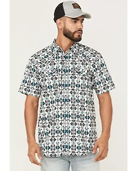Moonshine Spirit Men's Thunder Cloud Southwestern Print Short Sleeve Snap Western Shirt