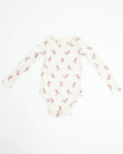 Angel Dear Infant Girls' Cowgirl Boot Long Sleeve Snap Onesie