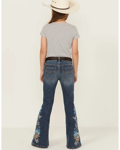Shyanne Girls' Althea Floral Embroidered Flare Stretch Denim Jeans