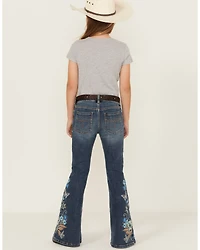 Shyanne Girls' Althea Floral Embroidered Flare Stretch Denim Jeans