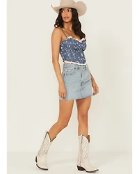 Levi's Women's Icon Light Wash Raw Hem Denim Mini Skirt