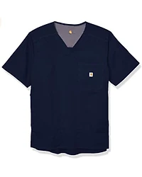 Carhartt Men's 2XL Solid Navy Ripstop Scrub Utility Short Sleeve Work Shirt