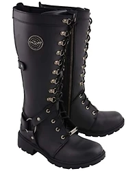 Milwaukee Leather Women’s Jane Combat Style Harness Motorcycle Boots - Round Toe
