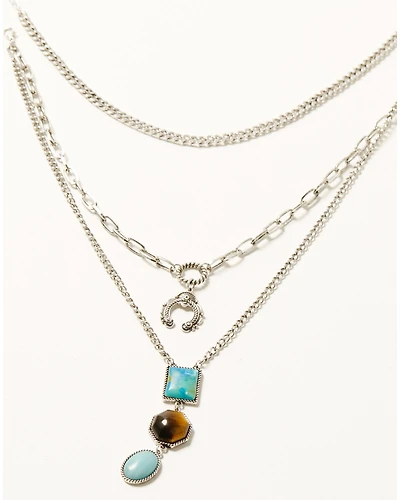 Shyanne Women's Juniper Sky Tri-Gem Necklace Set - 2 Piece