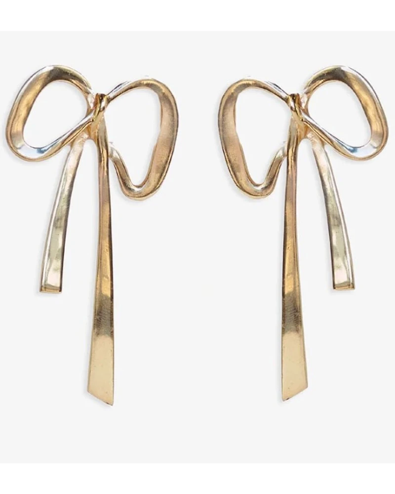 Ink + Alloy Women's Katie Large Ribbon Bow Earrings