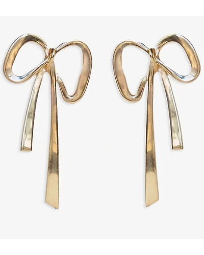 Ink + Alloy Women's Katie Large Ribbon Bow Earrings