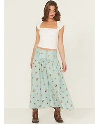 Rock & Roll Denim Women's Floral Print Button-Down Midi Skirt