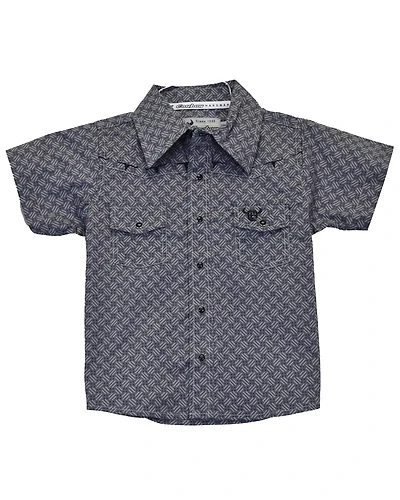 Cowboy Hardware Toddler Boys' Geo Print Short Sleeve Snap Stretch Western Shirt