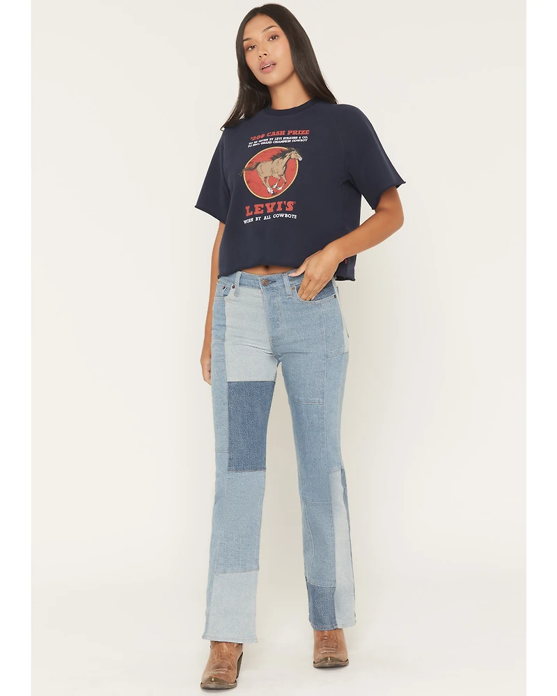 Levi's Women's Patchwork High Rise Wedgie Bootcut Stretch Denim Jeans