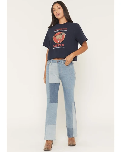 Levi's Women's Patchwork High Rise Wedgie Bootcut Stretch Denim Jeans