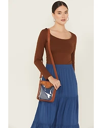 Shyanne Women's Zoie Sunflower Tooled Crossbody Stadium Bag