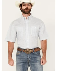 George Strait by Wrangler Men's Geo Print Short Sleeve Button-Down Stretch Western Shirt