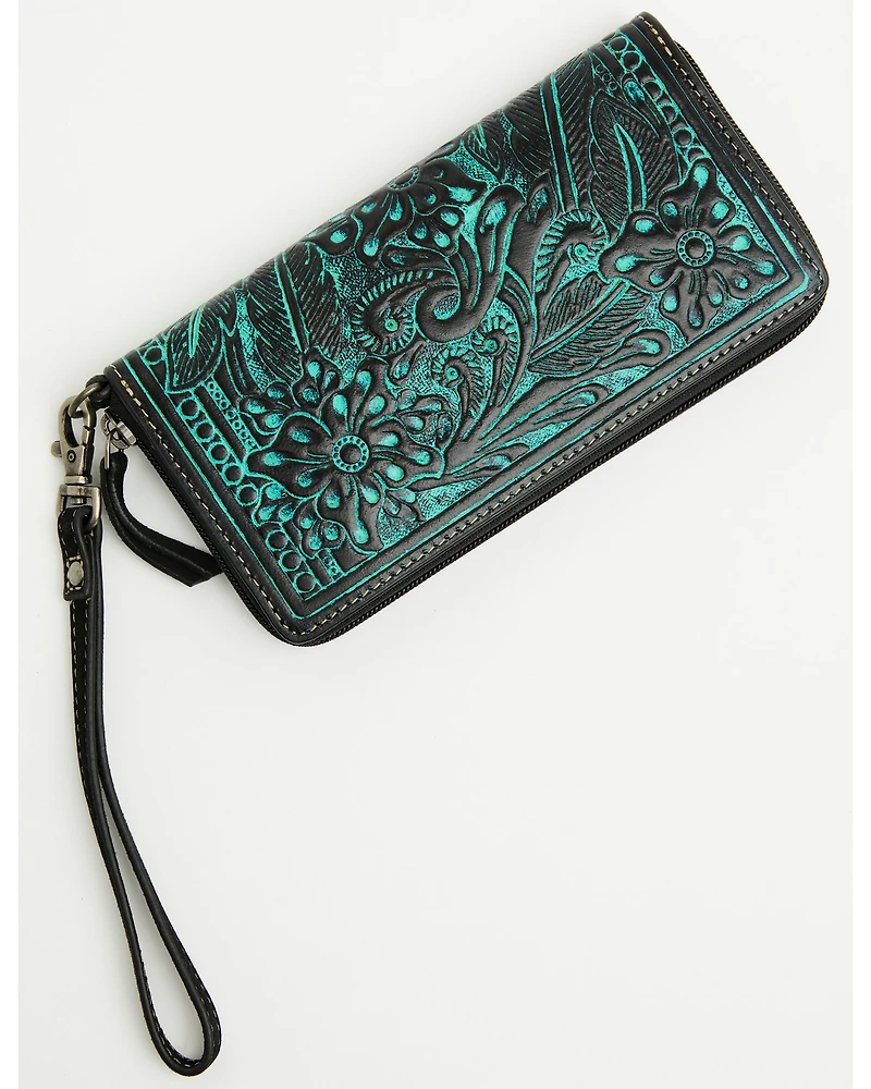 Shyanne Women's Tooled Leather Wristlet Wallet