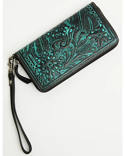 Shyanne Women's Tooled Leather Wristlet Wallet