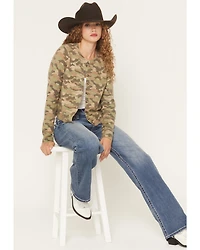 Miss Me Women's Camo Print Button-Down Sweater