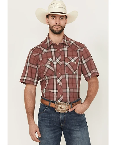 Wrangler Retro Men's Plaid Print Short Sleeve Snap Western Shirt