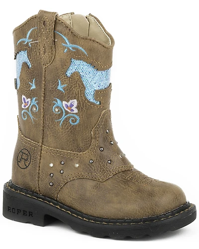 Roper Infant's Horse Flowers Dazzel Lights Western Boots