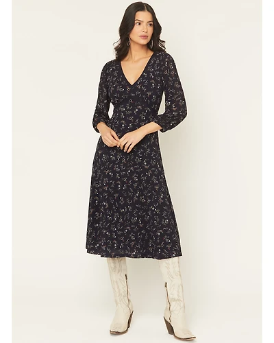 Idyllwind Women's Partner DItsy Floral Print Long Sleeve Midi Dress
