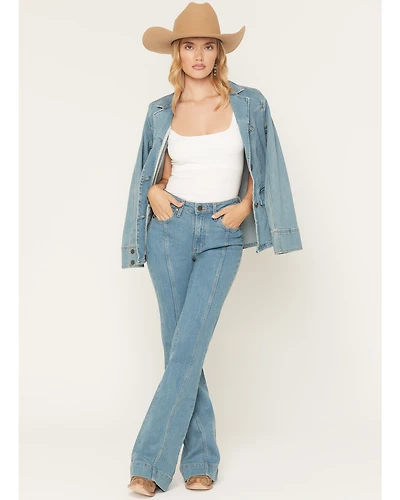 Wrangler Retro Women's Bailey Light Wash High Rise Stretch Trouser Jeans