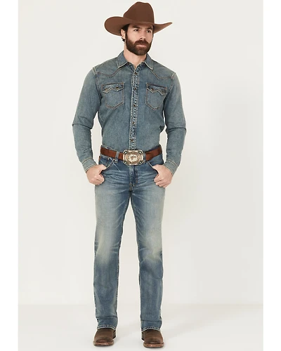 Moonshine Spirit Men's Twister Wash Decker Slim Straight Stretch Denim Jeans