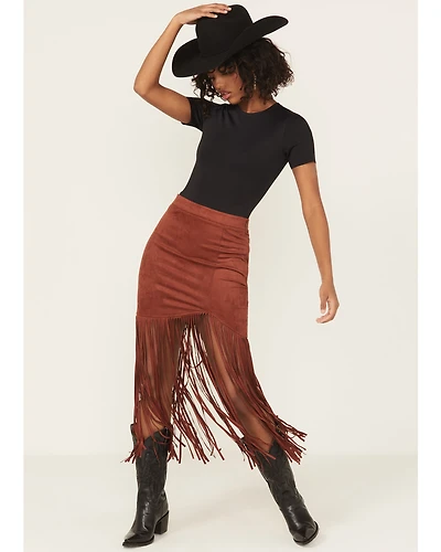 Shyanne Women's Faux Suede Fringe Mini Skirt