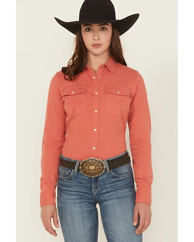 Shyanne Women's Solid Long Sleeve Pearl Snap Core Western Shirt