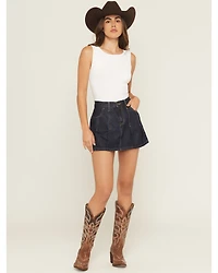 Levi's Women's Dark Wash Remember Together Pleated Denim Mini Skirt