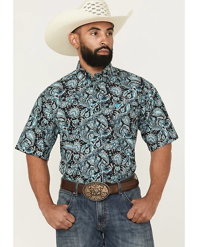 Cinch Men's Paisley Print Short Sleeve Button-Down Western Shirt