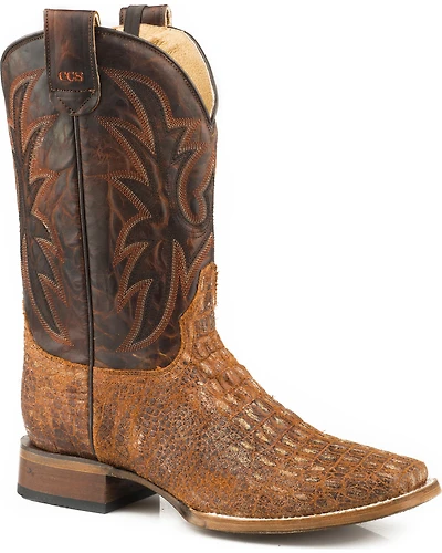 Roper Men's Pierce Embossed Caiman Sidewinder Concealed Carry System Western Boots - Broad Square Toe