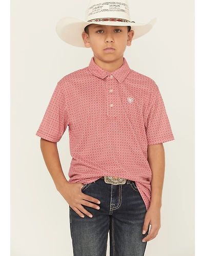 Ariat Boys' Geo Print Short Sleeve Button-Down Polo