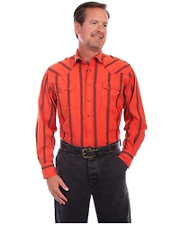 Scully Men's Striped Print Long Sleeve Snap Western Shirt