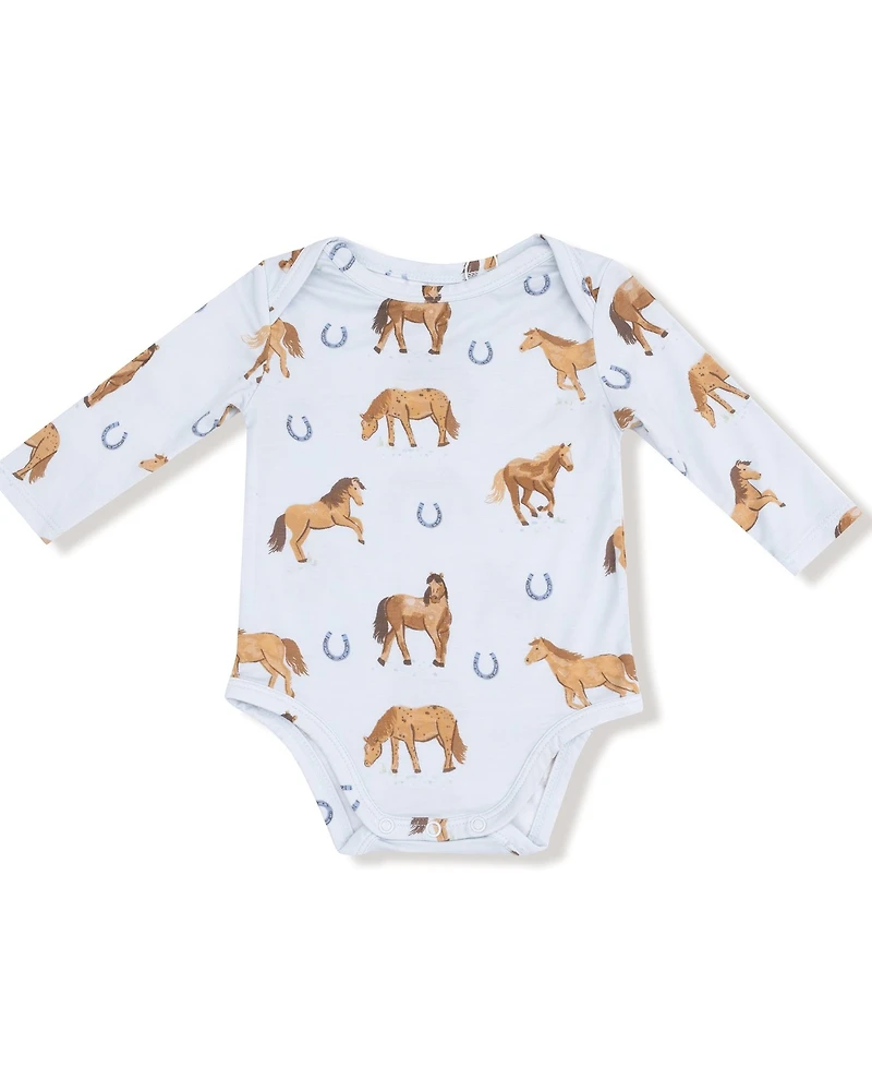 Angel Dear Infant Boys' Horse Print Long Sleeve Onesie