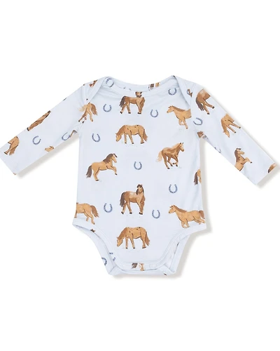 Angel Dear Infant Boys' Horse Print Long Sleeve Onesie