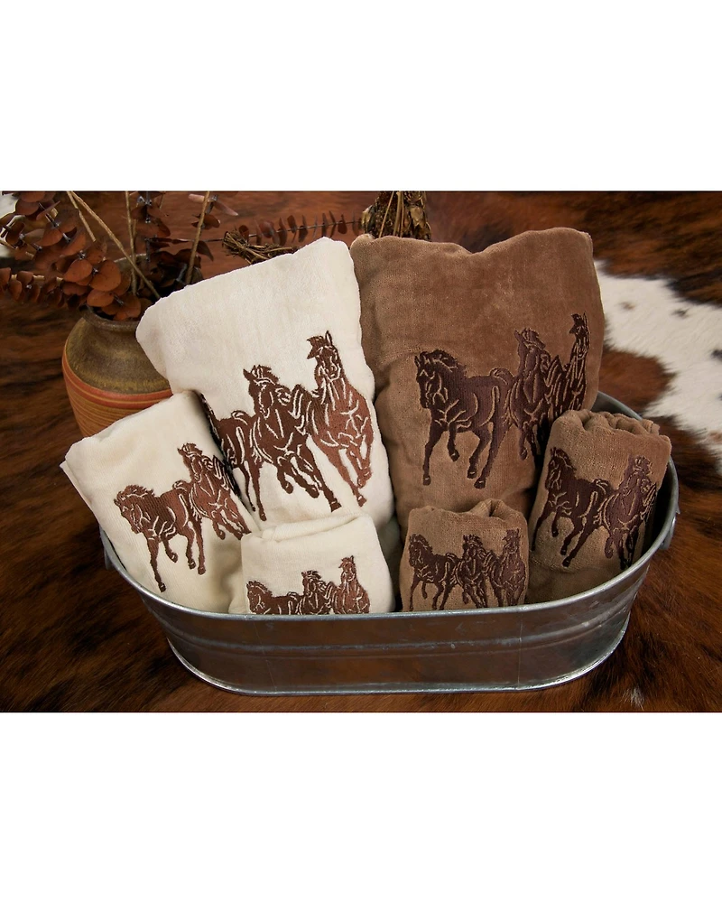 HiEnd Accents Embroidered Horses Bath Towel Set - 3 Piece